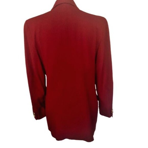 NEW VTG ANN FREEDBERG Double Breasted Red Wool Blazer Pointed Lapel Size 10 - Picture 3 of 4